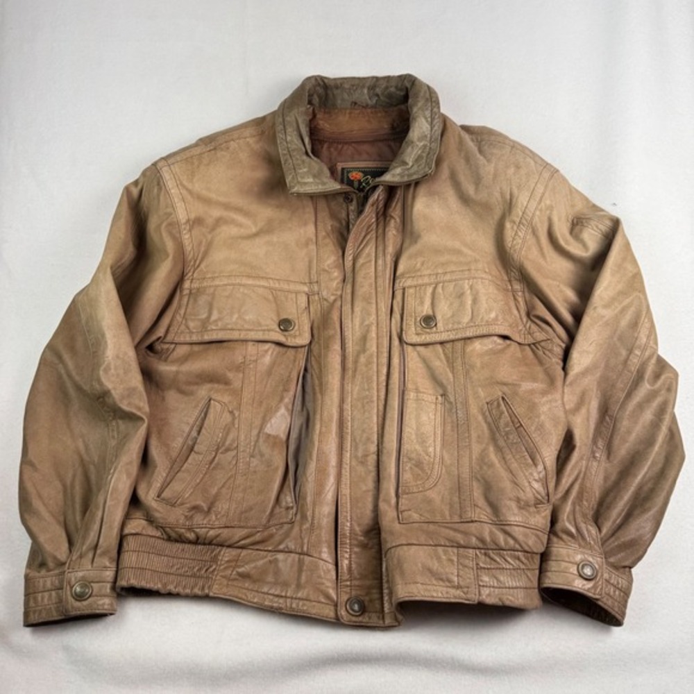 Reed Sportswear Vintage Tan Leather Bomber Jacket Thinsulate Mens 46L‎ Brown
